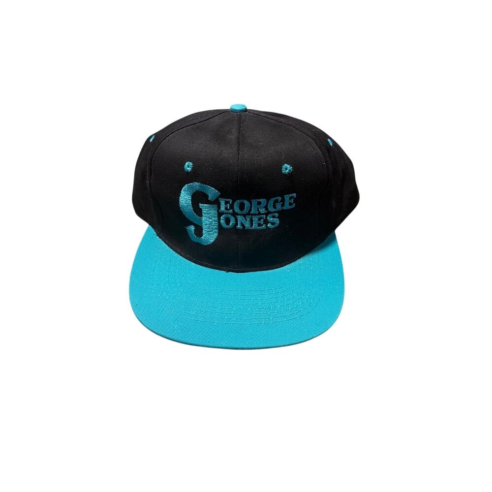 Vintage George Jones Hat Two-Tone Black Teal Snapback Cap Country Music KC Caps